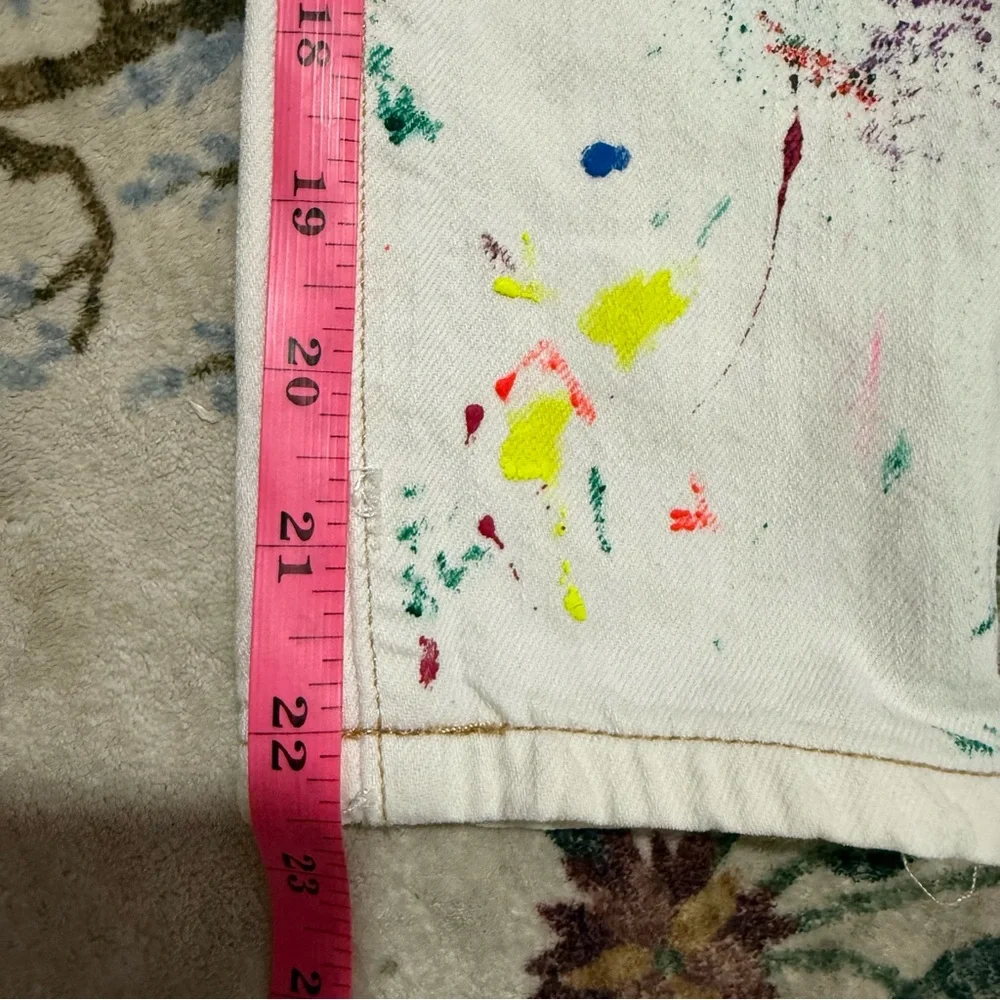Polo Ralph Lauren the Astor slim boyfriend girls jeans white paint splatter 8